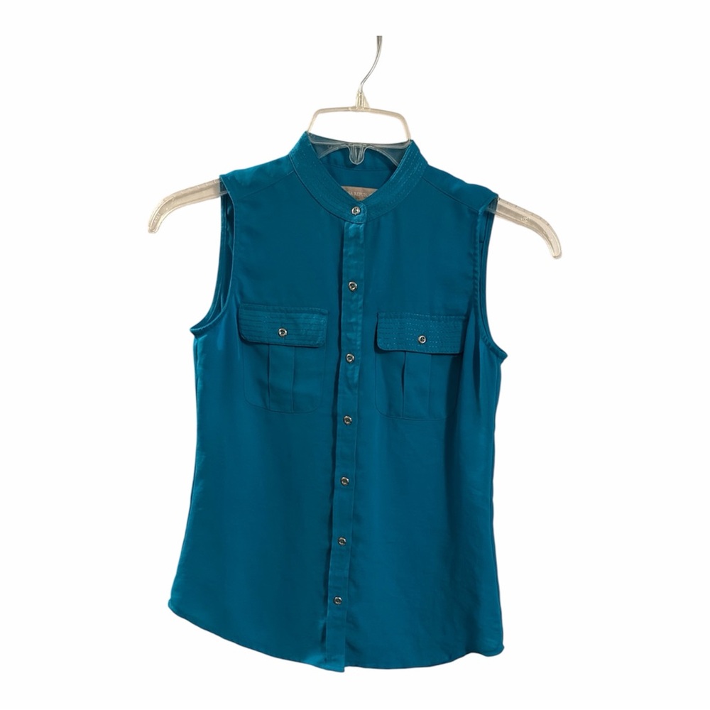 Banana Republic Bright Teal Round-Neck sleeveless Blouse size 0